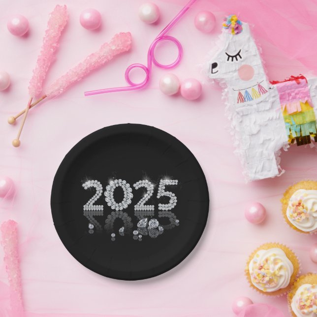 Brilliant Luxury Diamonds New Year 2025 Paper Plate (Party)
