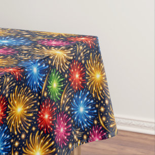 Brilliant Midnight Fireworks Pattern Tablecloth