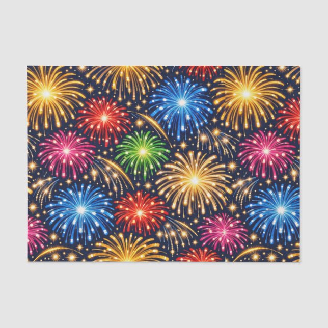 Brilliant Midnight Fireworks Pattern Tissue Paper (Front)