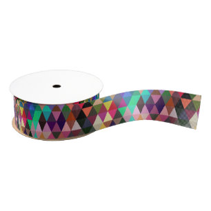 Brilliant Multi-Colour Triangle Geometric Seamless Grosgrain Ribbon