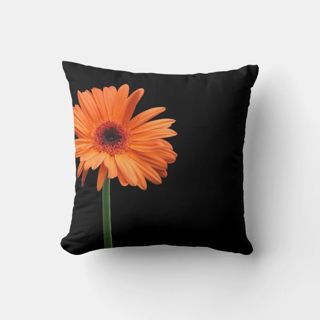 Brilliant Orange on Black Throw Pillow (Front)