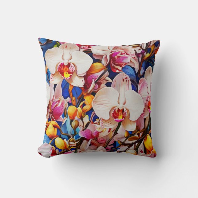 Brilliant Orchid Throw Pillow (Front)