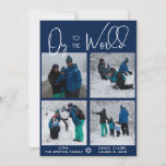 Brilliant Oy To The World 4 Photo Holiday Card<br><div class="desc">A modern handwritten script to celebrate the Festival of Lights. Easy to customize with four of your favorite photos and message.</div>