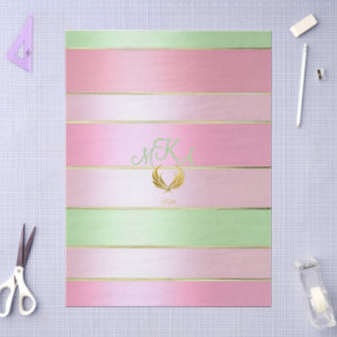 Brilliant Pastel Pink and Green Striped  Tissue Paper