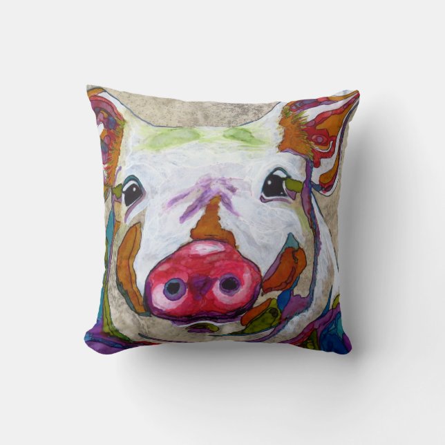 Brilliant Pig Throw Pillow (Front)