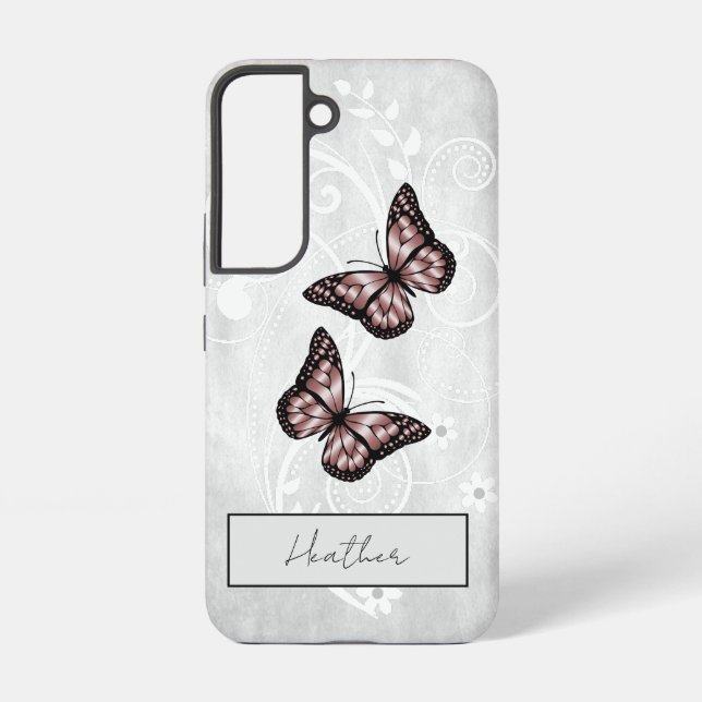 Brilliant Pink Butterflies Samsung Galaxy S22 Case (Back)