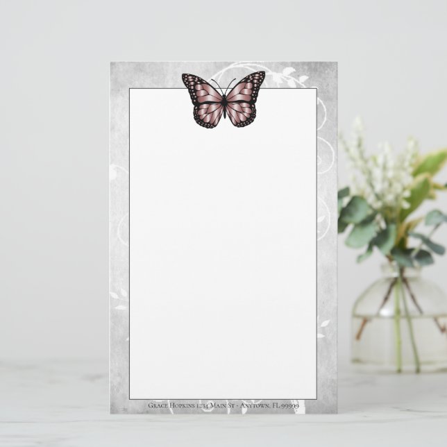 Brilliant Pink Butterfly Stationery (Standing Front)