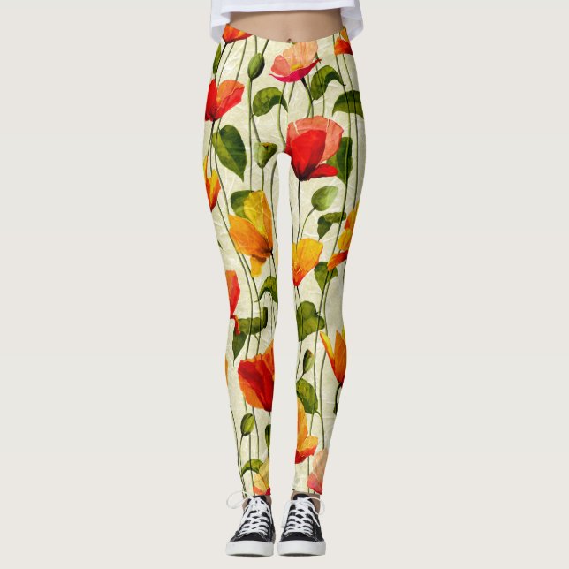 Brilliant Poppies Leggings (Front)
