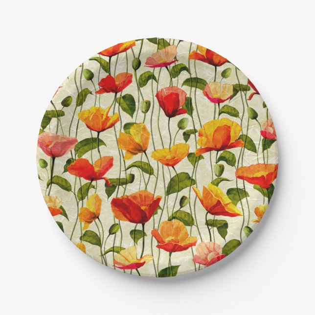 Brilliant Poppies Paper Plate (Front)