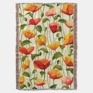 Brilliant Poppies Throw Blanket