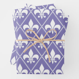 Brilliant Purple Fleur de Lis Wrapping Paper Sheet