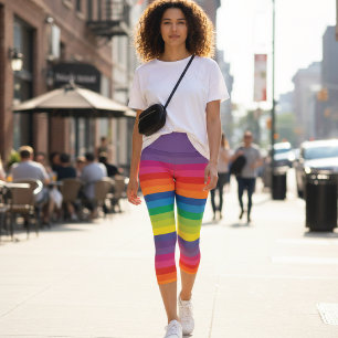 Brilliant Rainbow Stripes Capri Leggings