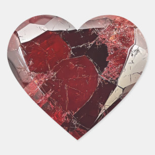 Brilliant Red Crystal Illustration Heart Sticker