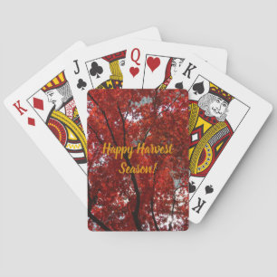 Brilliant Red Fall Foliage on Playing Cards