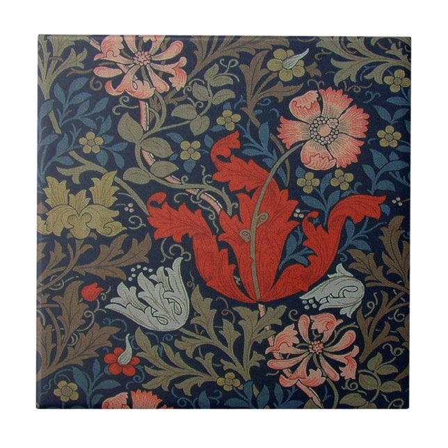 Brilliant Red Flower Compton Ceramics Tile (Front)