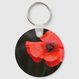 Brilliant Red Poppy Keychain