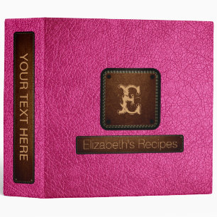 Brilliant Rose Leather Elegant Monogram Binder