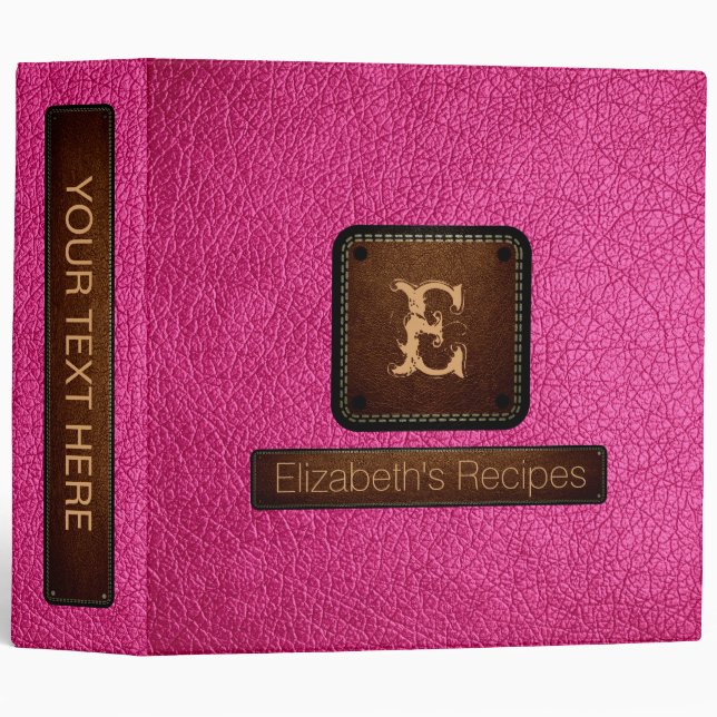 Brilliant Rose Leather Elegant Monogram Binder (Front/Spine)