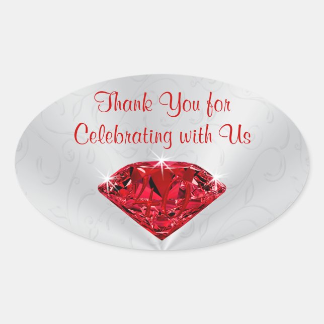 Brilliant Ruby 40th Anniversary Thank You Stickers (Front)