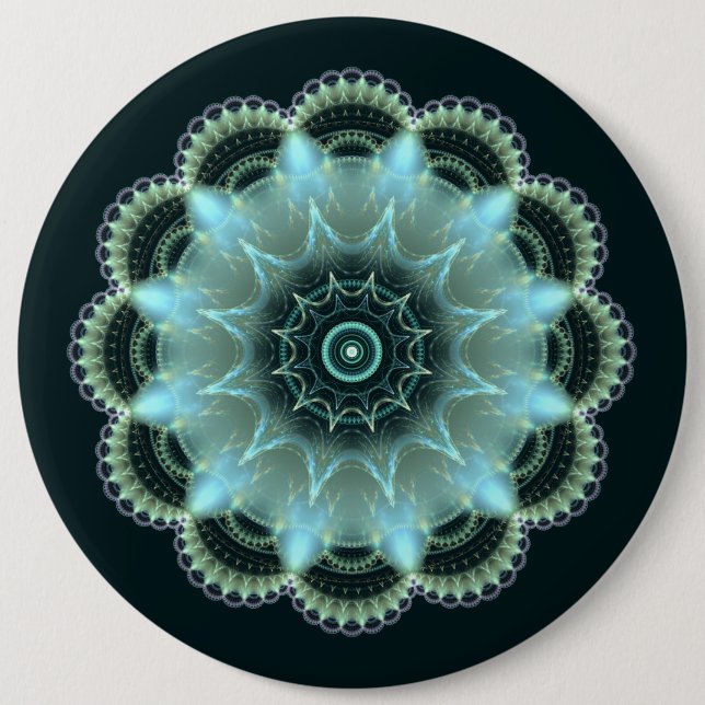Brilliant star fractal mandala 6 inch round button (Front)