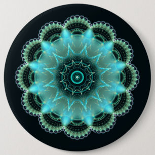 Brilliant star fractal mandala 6 inch round button