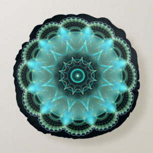 Brilliant star fractal mandala round pillow