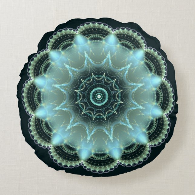 Brilliant star fractal mandala round pillow (Front)