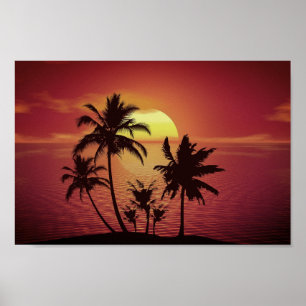 Brilliant Sunset Beach Ocean Poster