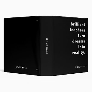 Brilliant Teacher Retro Black & White Design Binder