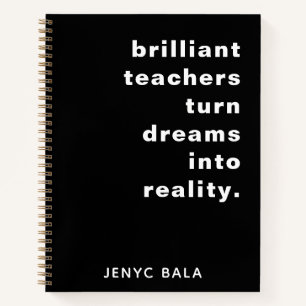 Brilliant Teacher Retro Black & White Design Notebook