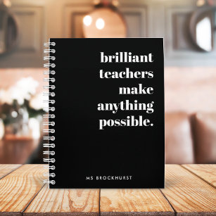 Brilliant Teacher Retro Stylish Black and White Notebook