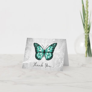 Brilliant Teal Butterfly Thank You Card