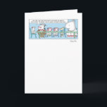 BRILLIANT THINKERS CARD<br><div class="desc">An elite group of esteemed scientists (two pigs, a duck, and a hippo) is addressed by the renowned Dr. Snood (a chicken, ) while her assistant Tad Humble (moo) takes notes. A birthday greeting awaits within.</div>