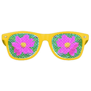 Brilliant Ultra Violet Peony with Yellow Centre Retro Sunglasses