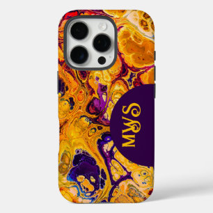 Brilliant Yellow Orange Fractal Design iPhone 16 Pro Case