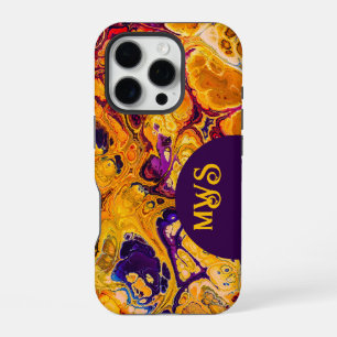 Brilliant Yellow Orange Fractal Design iPhone 16 Pro Case