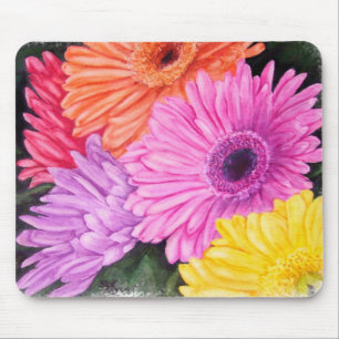 BRILLLIANT-COLORED GERBER DAISIES MOUSEPAD