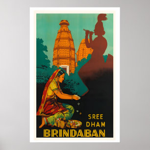 Brindaban India Vintage Travel Poster