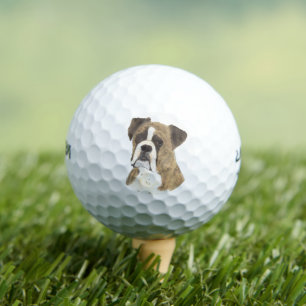 Brindle and White Boxer Dog Golf Balls