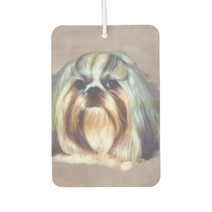 Brindle and White Shih Tzu Dog Car Air Freshener