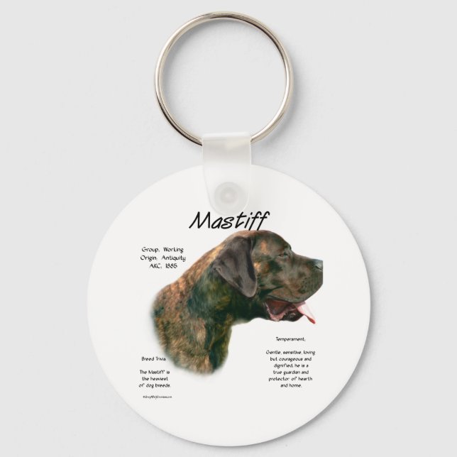 Brindle Apricot Mastiff History  Keychain (Front)