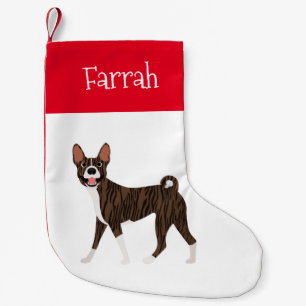 Brindle Basenji Personalized Small Christmas Stocking