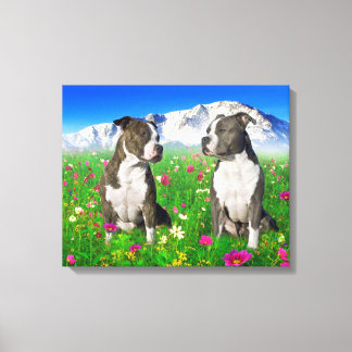 Brindle & Blue Staffordshire & Pit Bull Dogs Canvas Print