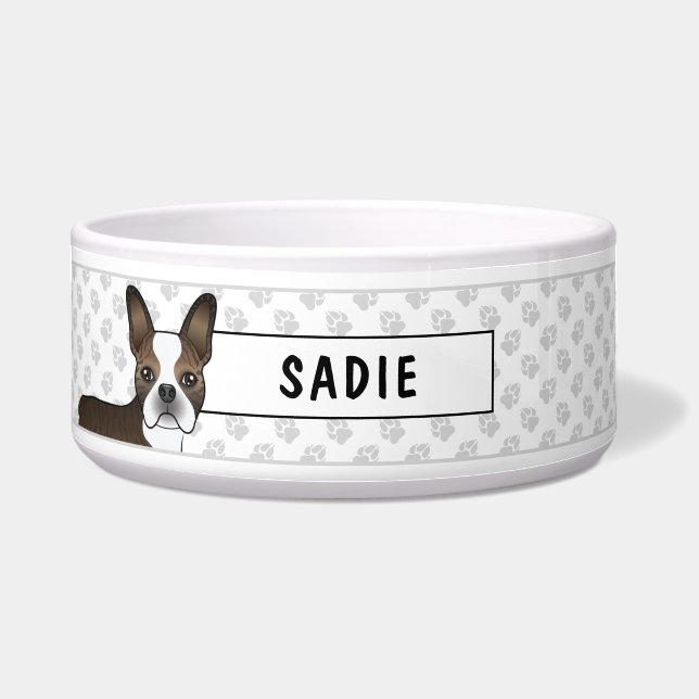 Brindle Boston Terrier Cute Dog Head & Custom Text (Front)
