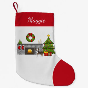 Brindle Boston Terrier In A Festive Christmas Room Small Christmas Stocking