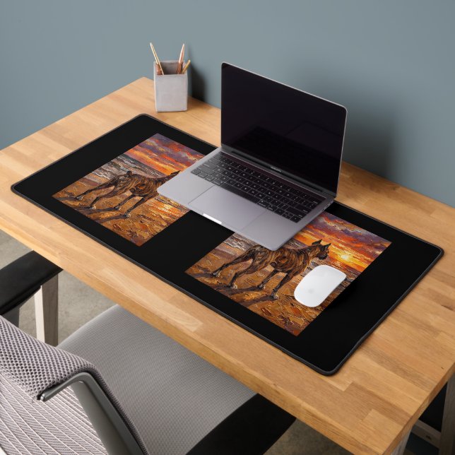 Brindle Boxer at Sunset Beach Boxer Dog Art Gift Desk Mat (Office 2)