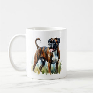 Brindle Boxer Dog featured in Watercolor Coffee Mug