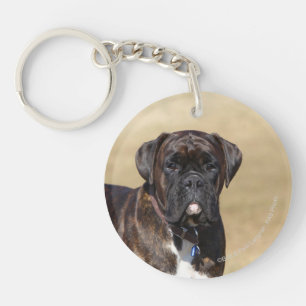Brindle Boxer Dog Standing Keychain