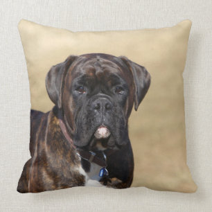 Brindle Boxer Dog Standing Throw Pillow