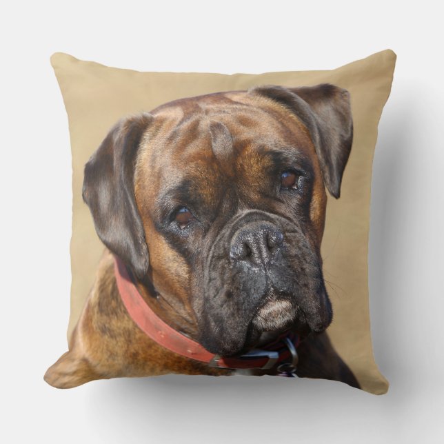 Brindle Boxer Dog Throw Pillow (Front)